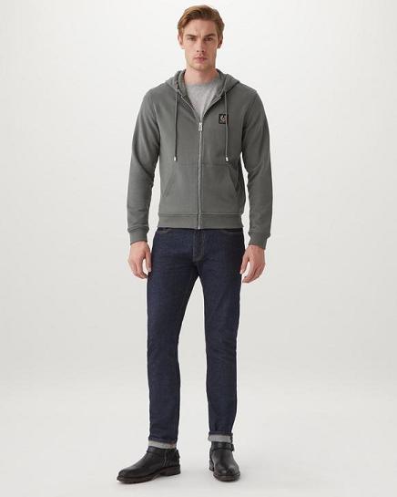 Sweat À Capuche Belstaff Homme 1924 Grise Foncé Coton Polaire Soldes IM6829074